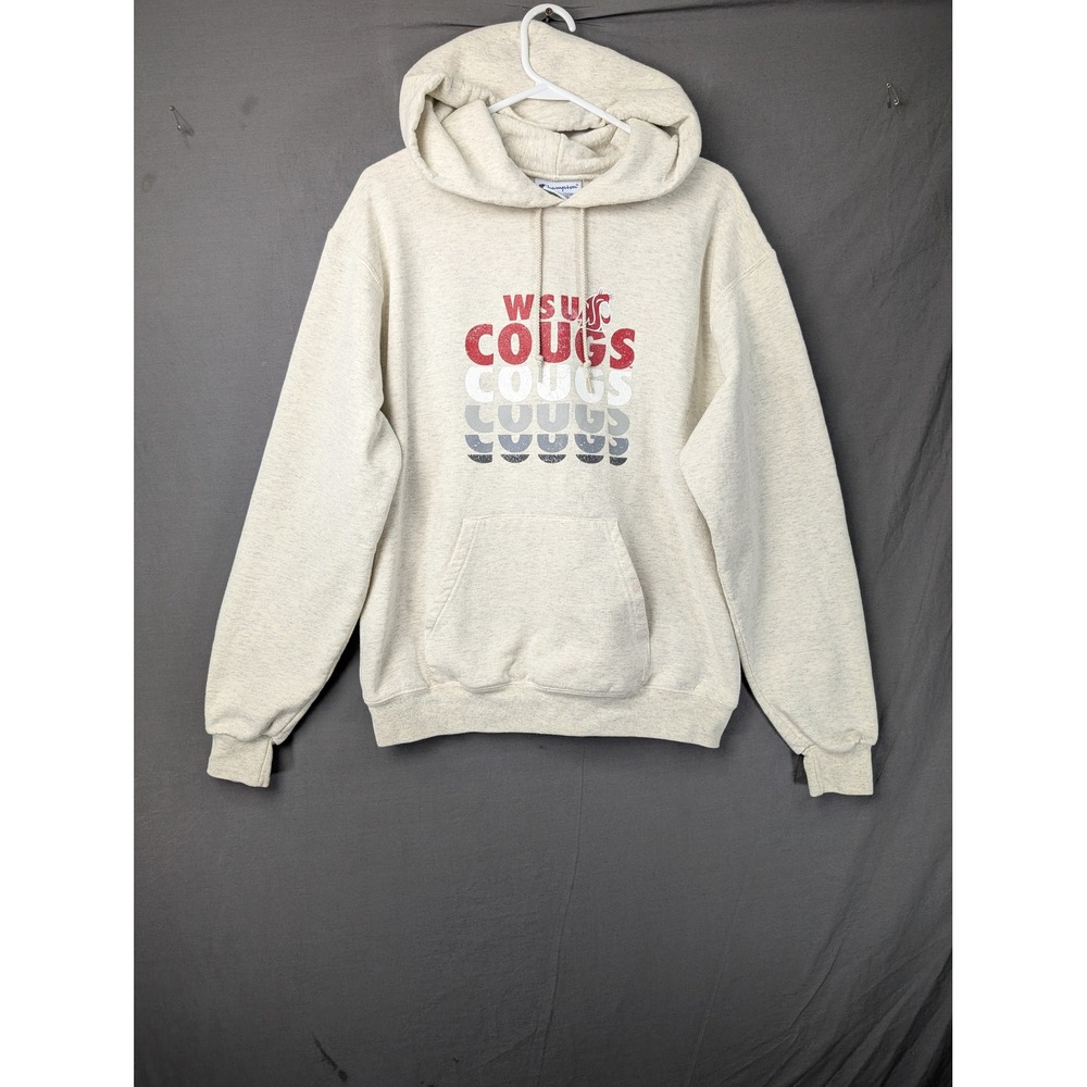 Champion WSU Cougs Washington State University Hoodie Oatmeal Mens Medium 6130